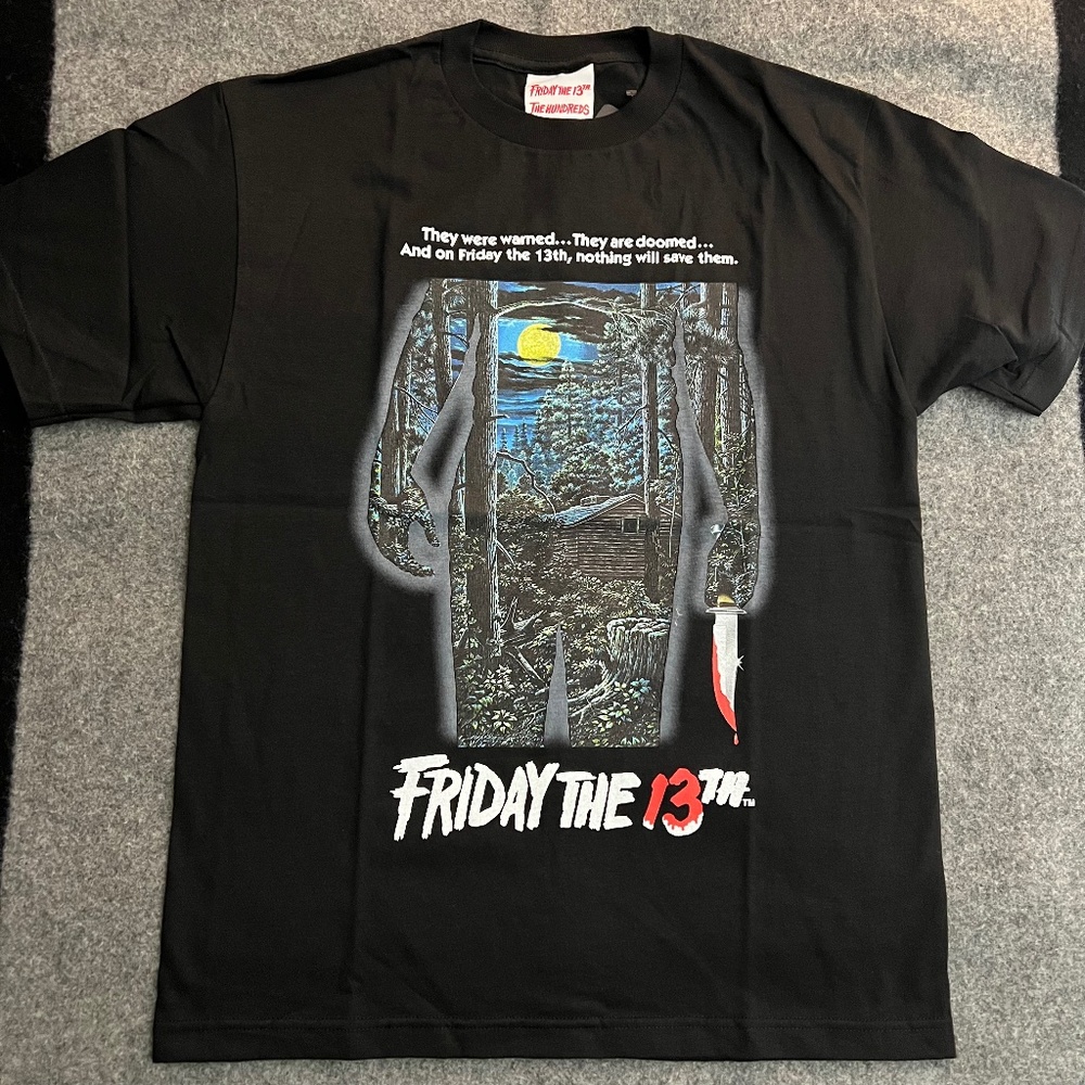 THE HUNDREDS x FRIDAY THE 13TH 2017 "Poster" S/S Shirt MEDIUM NWT